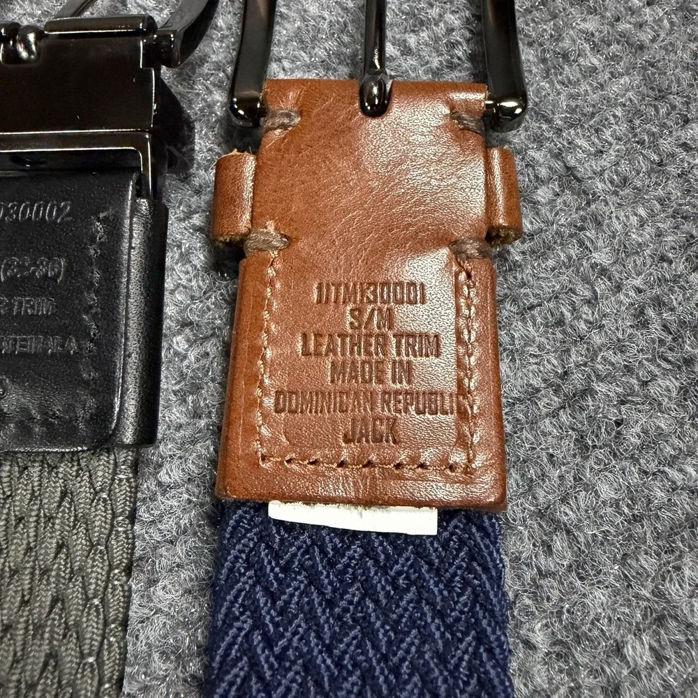Tommy Bahama Braided Woven Belt Mens S/M Black Blue Bundle Lot Of 2 Golf Stretch